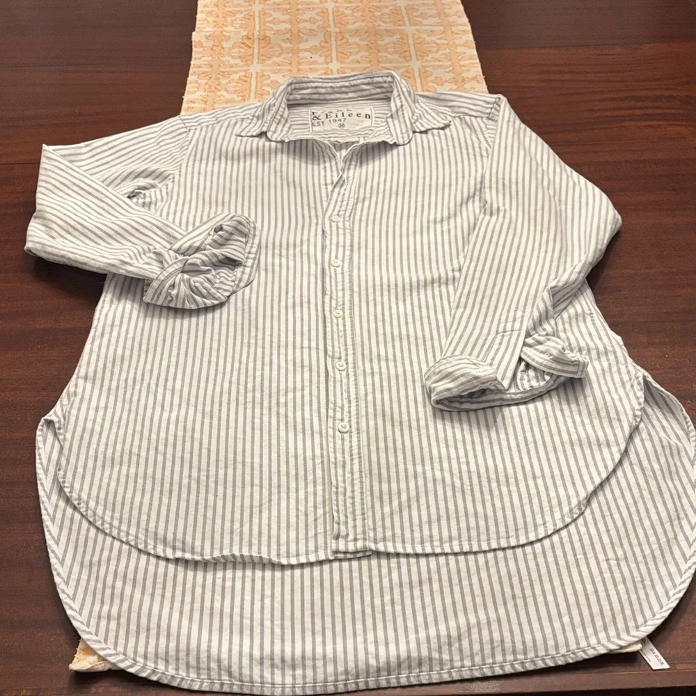 Frank & Eileen Women’s Dark Blue Striped Shirt - Picture 2 of 3